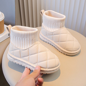 Παιδικά Linge Boots Snow 2023 Χειμερινά νέα για αγόρια βελούδινα βαμβακερά παπούτσια Κοριτσίστικα ελαστικά κοντά σωληνάκια κάλτσες Μπότες Drop Shipping Cute