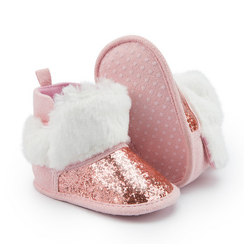 KIDSUN Ботуши за новородени Зимни топли обувки за момичета Момчета Бебешки обувки за малко дете Първи проходилки Бебешки ботуши за сняг с мека подметка за 0-18M