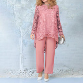 1 set ținută casual femei tricou + pantaloni set două piese dantelă patchwork vară scobit neregulat ținută elegantă damă pentru petrecere