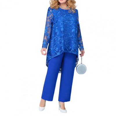 1 set ținută casual femei tricou + pantaloni set două piese dantelă patchwork vară scobit neregulat ținută elegantă damă pentru petrecere