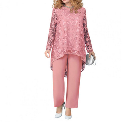 1 set ținută casual femei tricou + pantaloni set două piese dantelă patchwork vară scobit neregulat ținută elegantă damă pentru petrecere