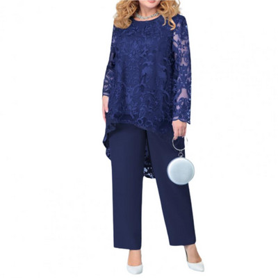 1 set ținută casual femei tricou + pantaloni set două piese dantelă patchwork vară scobit neregulat ținută elegantă damă pentru petrecere
