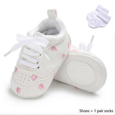 Nou-născut Bebeluș Băiețel Fată Culoarea inimii Pantofi din piele pentru sugari Încălțăminte de cauciuc Anti-alunecare pentru copii mici Pantofi ocazionali pentru bebeluși 0-18M
