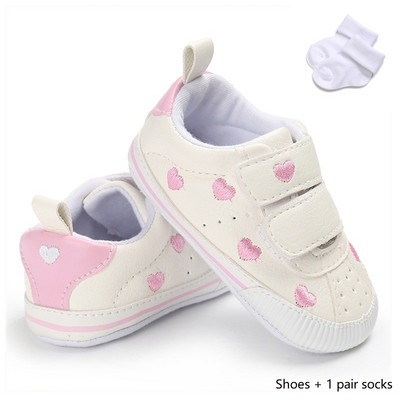 Nou-născut Bebeluș Băiețel Fată Culoarea inimii Pantofi din piele pentru sugari Încălțăminte de cauciuc Anti-alunecare pentru copii mici Pantofi ocazionali pentru bebeluși 0-18M