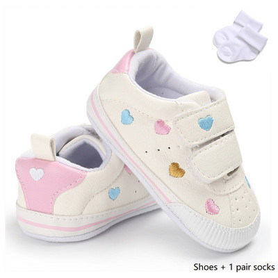 Nou-născut Bebeluș Băiețel Fată Culoarea inimii Pantofi din piele pentru sugari Încălțăminte de cauciuc Anti-alunecare pentru copii mici Pantofi ocazionali pentru bebeluși 0-18M