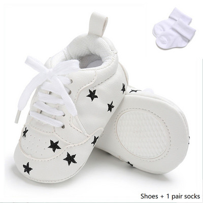 Nou-născut Bebeluș Băiețel Fată Culoarea inimii Pantofi din piele pentru sugari Încălțăminte de cauciuc Anti-alunecare pentru copii mici Pantofi ocazionali pentru bebeluși 0-18M