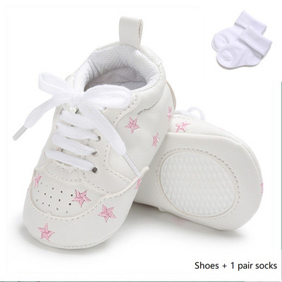 Nou-născut Bebeluș Băiețel Fată Culoarea inimii Pantofi din piele pentru sugari Încălțăminte de cauciuc Anti-alunecare pentru copii mici Pantofi ocazionali pentru bebeluși 0-18M