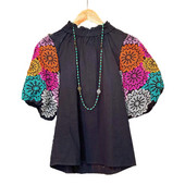 Dámska elegantná kvetinová potlač s nafúknutými rukávmi a výstrihom do O-krku, jarná letná kancelárska luxusná košeľa, vintage nadrozmerné ležérne topy, tuniky