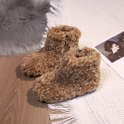 Tople čizme od debelog krzna Modne kovrčave čizme od janjeće vune za malu djecu Dječaci Djevojčice Vanjske pamučne cipele s okruglim prstima