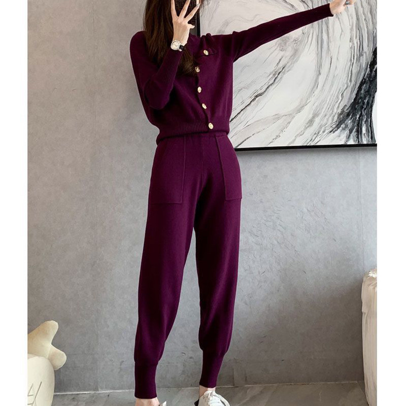 Uus kvaliteetne vabaaja kootud kaheosaline komplekt naiste komplektid, üherealine kampsun kampsun jakid + püksid, kostüümid, dressid