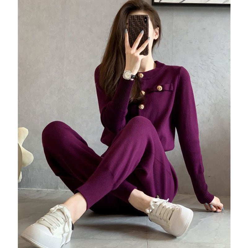 Uus kvaliteetne vabaaja kootud kaheosaline komplekt naiste komplektid, üherealine kampsun kampsun jakid + püksid, kostüümid, dressid