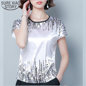 Letné kancelárske dámske krátke košele 2021, voľné dámske blúzky s výstrihom do O-tvaru, bežné, ležérne košele, dámske topy veľkých veľkostí 3816 50