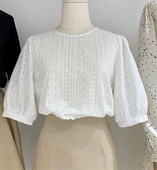 Ženska bluza Bijela ženska majica Šifonska košulja ljeto 2020. kratkih rukava Blusa Feminina šuplja ženska bluza 74