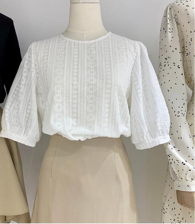 Ženska bluza Bijela ženska majica Šifonska košulja ljeto 2020. kratkih rukava Blusa Feminina šuplja ženska bluza 74