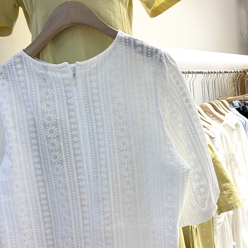 Ženska bluza Bijela ženska majica Šifonska košulja ljeto 2020. kratkih rukava Blusa Feminina šuplja ženska bluza 74