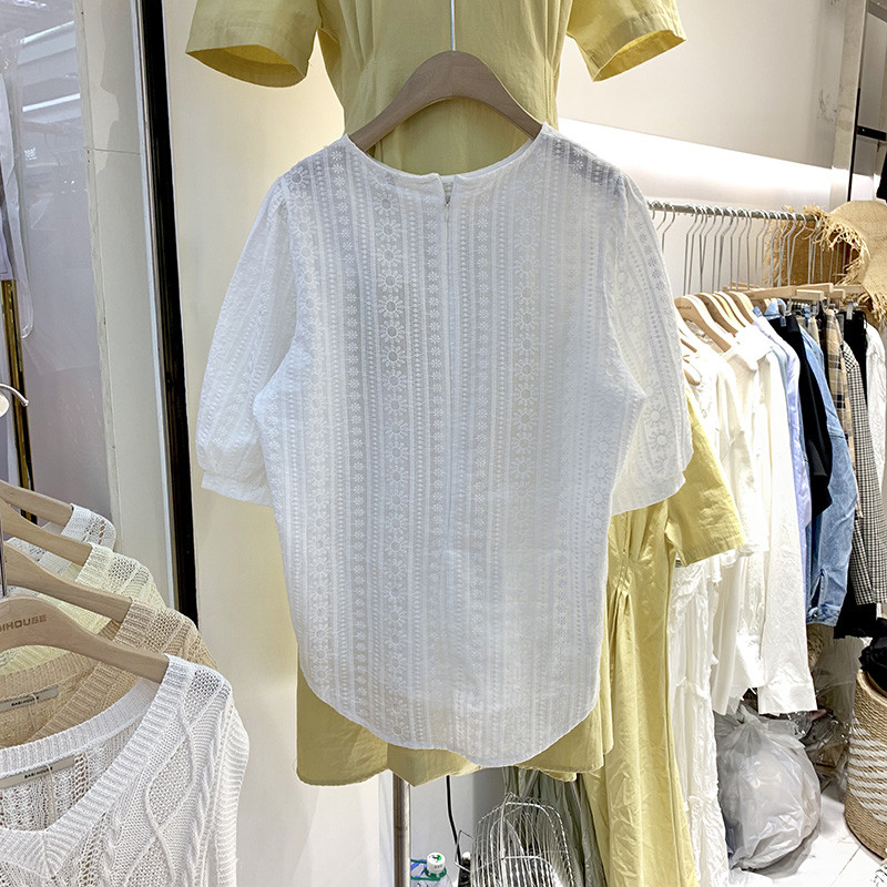 Ženska bluza Bijela ženska majica Šifonska košulja ljeto 2020. kratkih rukava Blusa Feminina šuplja ženska bluza 74