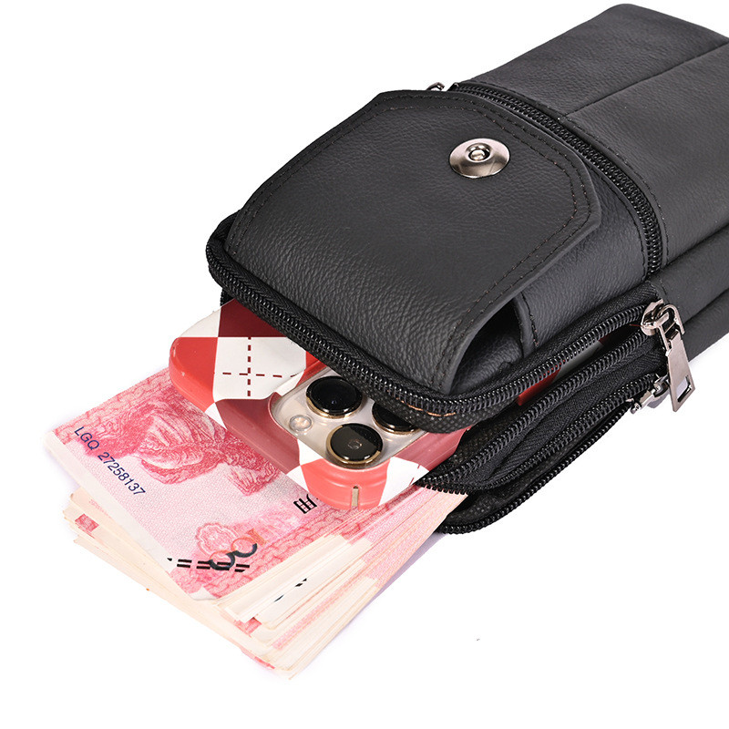 Meeste nahast vöökott Suure mahutavusega vöökott Pruun õlakotid Ristkehaga kotid Mitmekihiline pandlaga Mobiiltelefoni kott põrmekott