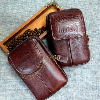 Нов портфейл от естествена кожа 2023 г. Винтидж пакети за кръста Чанти за телефонни чанти Мултифункционални мъжки туристически портфейли с халки за колан Чанта за бедрата