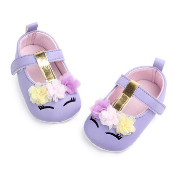 Малки анимационни бебешки обувки на принцеса Бебешки обувки с мека подметка, нехлъзгащи се обувки за малки деца Плоски обувки за малко момиченце 0-18M Пролет Есен First Walker