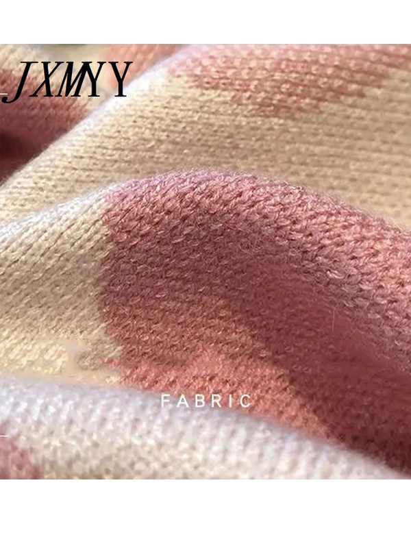 JXMYY Fashion Love Printed Tricotat Costum Două Piese Femei Pulover cu mânecă lungă Topuri și culori uni Pantaloni casual Costum pentru femei