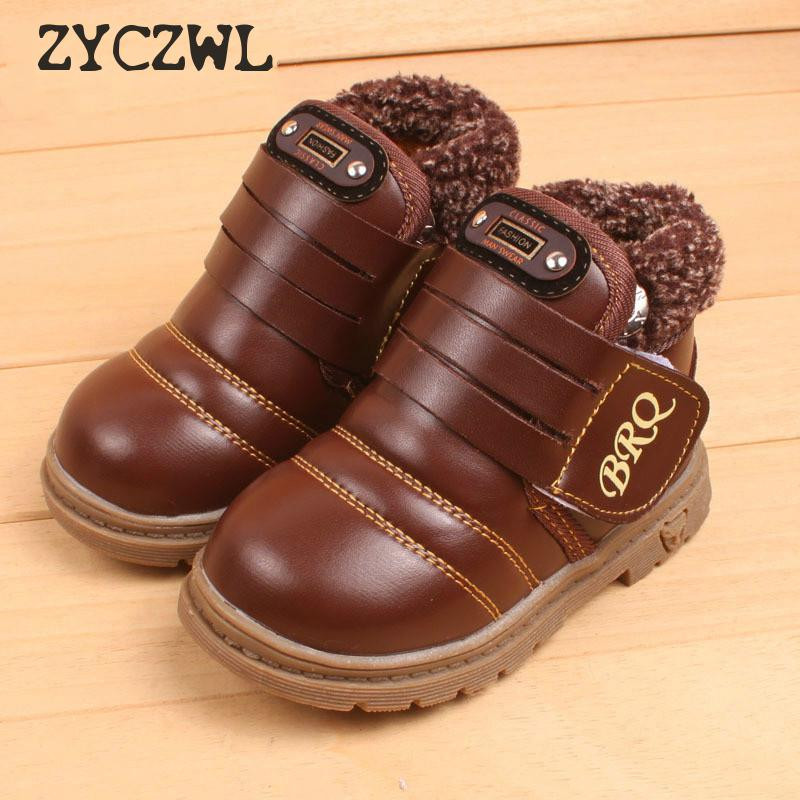 2019 Cizme calde pentru zăpadă pentru copii, cizme groase, căptușite, antiderapante, pentru băieți, fete, din piele, cizme de iarnă, pantofi casual pentru copii