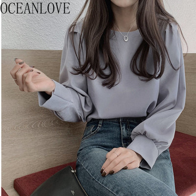 OCEANLOVE Cămăși de damă pentru birou, pline cu mâneci bufante, topuri de primăvară, bluză retro elegantă, femei 2021, șic, bluze libere pentru femei 19812