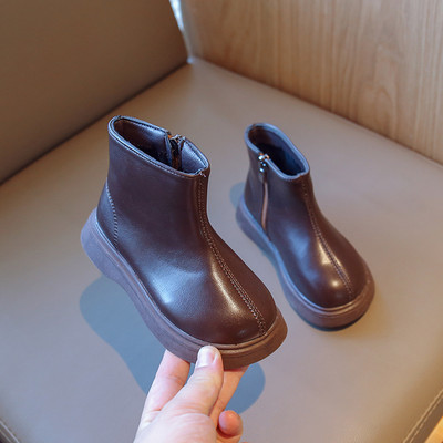 2023 Nové detské čižmy pre dievčatá Bočný zips Jar Jeseň Ležérne Detské Módne Všestranné Mäkké Chlapčenské Členkové Čižmy Jednofarebné Roztomilé