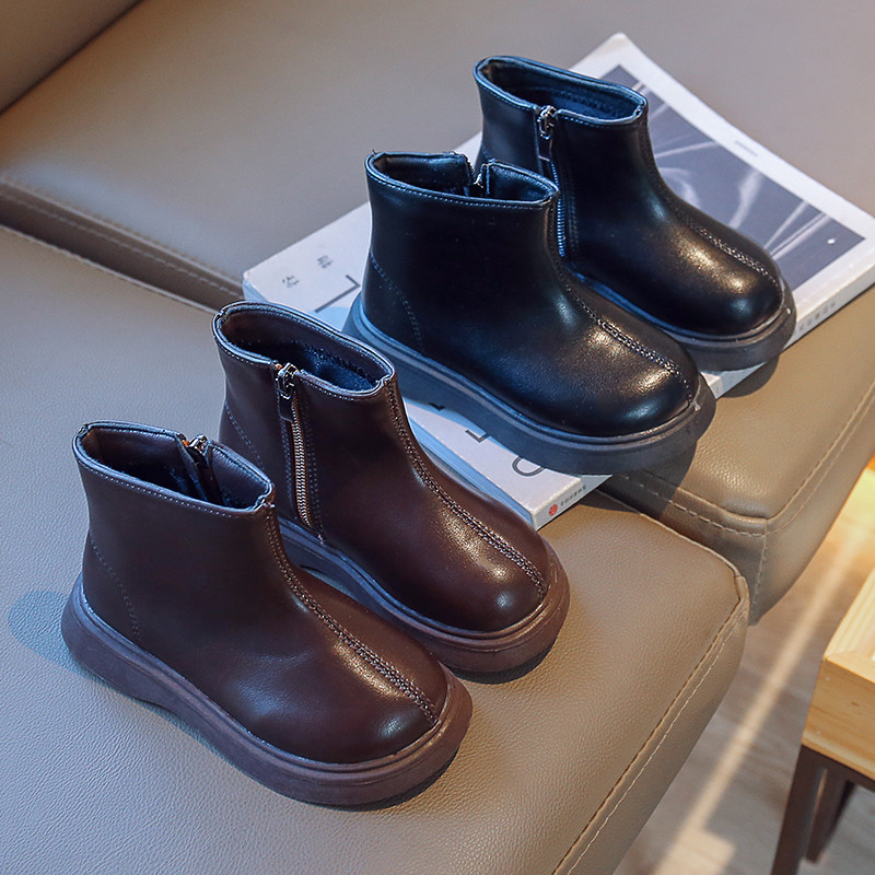 2023 Nové detské čižmy pre dievčatá Bočný zips Jar Jeseň Ležérne Detské Módne Všestranné Mäkké Chlapčenské Členkové Čižmy Jednofarebné Roztomilé