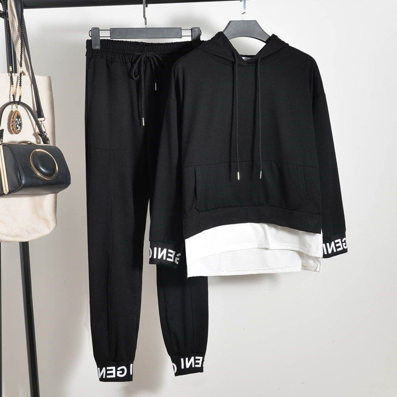 Dámske jarné jesenné nové obleky, módne oblečenie pre väčšie veľkosti, kórejské ležérne študentské svetre a nohavice, 2 dvojdielne súpravy pre ženy