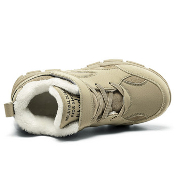Χειμερινή μάρκα παιδικά παπούτσια Μπότες για αγόρια για κορίτσια Αδιάβροχα δερμάτινα Παιδικά μποτάκια χιονιού Λούτρινα ζεστά αθλητικά παπούτσια Casual outdoor παπούτσια