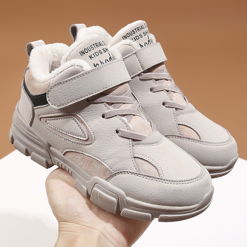 Зимни маркови детски обувки Момиче Момче Ботуши Водоустойчиви кожени детски ботуши за сняг Плюшени топли модни маратонки Ежедневни външни обувки