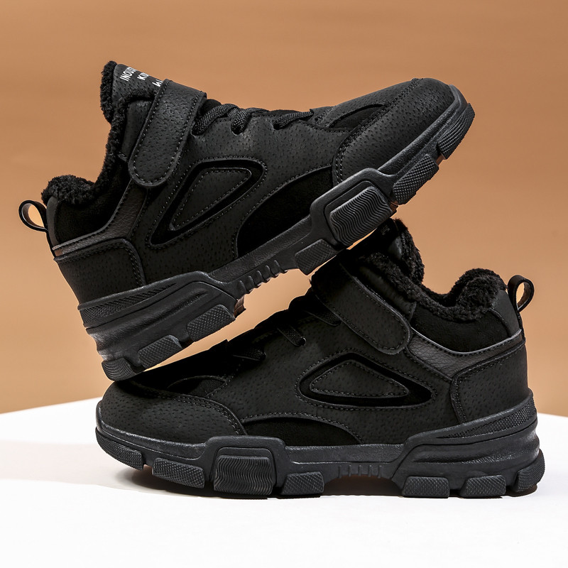 Зимни маркови детски обувки Момиче Момче Ботуши Водоустойчиви кожени детски ботуши за сняг Плюшени топли модни маратонки Ежедневни външни обувки