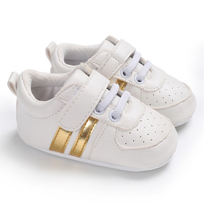 Νεογέννητα Βρεφικά παπούτσια για αγόρια και κορίτσια Μόδα ριγέ δέρμα αντιολισθητικό βρεφικό μαλακό πέλμα παιδικό παπούτσι με κορδόνια Νέα αθλητικά παπούτσια