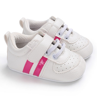 Νεογέννητα Βρεφικά παπούτσια για αγόρια και κορίτσια Μόδα ριγέ δέρμα αντιολισθητικό βρεφικό μαλακό πέλμα παιδικό παπούτσι με κορδόνια Νέα αθλητικά παπούτσια