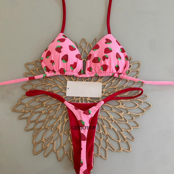 QINJOYER Γυναικεία μαγιό Cute Heart Print Σετ μπικίνι Brazilian Sexy Thong Μαγιό δύο τεμαχίων Γυναικείο μαγιό 2023 Ρούχα παραλίας