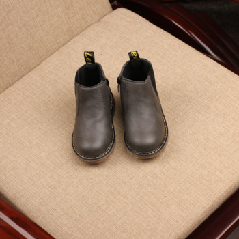 Παιδικές μπότες ρετρό μονόχρωμες μπότες με φερμουάρ Casual βελούδινα ζεστά παπούτσια για κορίτσια Μόδα για αγόρια Μαλακή σόλα Αντιολισθητική δερμάτινη Botas