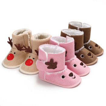 Анимационни бебешки ботуши Коледни еленчета Бебешки обувки First Walker Меки топли зимни бебешки обувки за момчета и момичета Снегоходки за Нова година