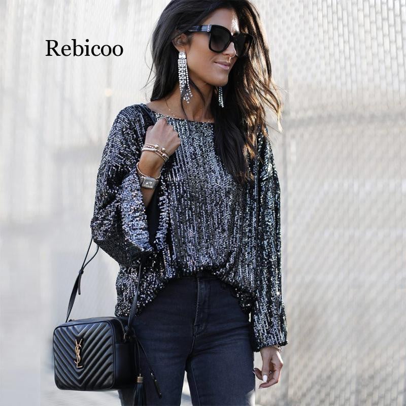 Dámske flitrované topy a blúzky, jeseň/zima, rolák, ležérne tričko s dlhým rukávom a naberanými rukávmi, jednofarebné čierne tričko s dlhým rukávom, ženské tričko