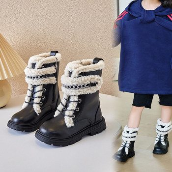 Παιδικές βαμβακερές μπότες φθινοπώρου και χειμώνα Παιδική μόδα για κορίτσια Μπότες χιονιού PU Elegant PU Soft Retro Warm Boys Boots