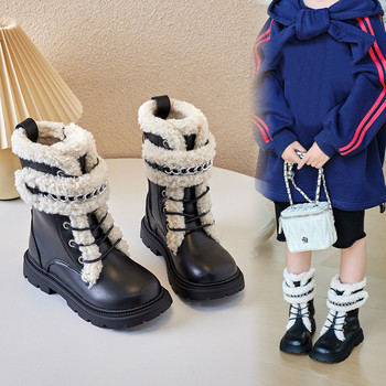 Παιδικές βαμβακερές μπότες φθινοπώρου και χειμώνα Παιδική μόδα για κορίτσια Μπότες χιονιού PU Elegant PU Soft Retro Warm Boys Boots