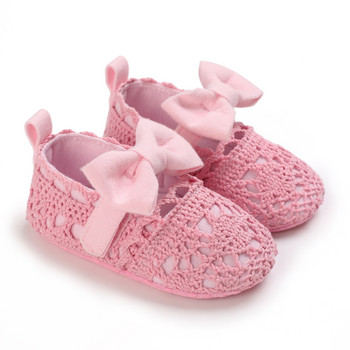 Класически модни новородени розови бебешки обувки Нехлъзгащо платнено дъно Обувки за момичета Елегантни ежедневни обувки на принцеса Първи обувки за ходене