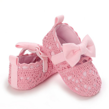 Класически модни новородени розови бебешки обувки Нехлъзгащо платнено дъно Обувки за момичета Елегантни ежедневни обувки на принцеса Първи обувки за ходене