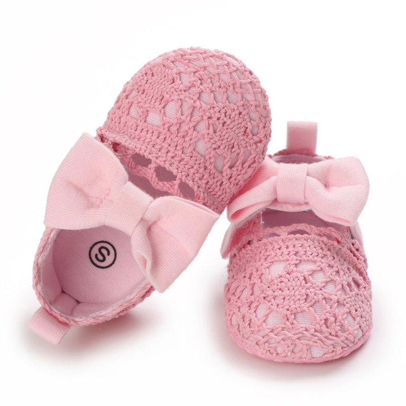 Klasické módne novorodené ružové detské topánky s protišmykovou látkovou podrážkou pre dievčatá, elegantné ležérne princeznovské topánky, prvé vychádzkové topánky