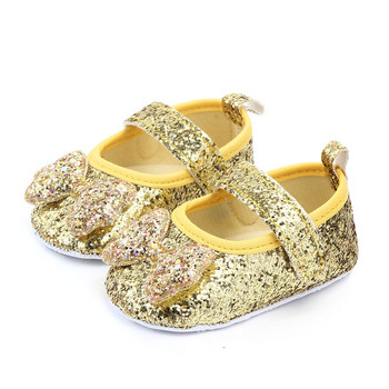 Бебешки момичета Обувки на принцеса с пайети Ежедневни обувки First Walker Shoe Anti-skip Есенни меки подметки с дъно за малки деца