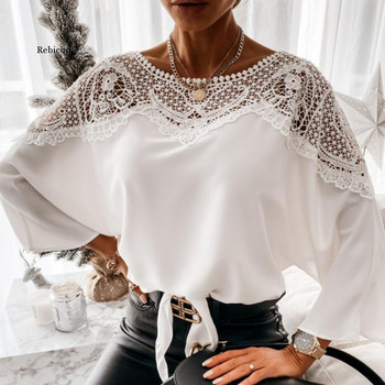 Γυναικείο πουκάμισο μπλούζα με δαντέλα με μασίφ πέταλο Γυναικείο πουκάμισο γραφείου Γυναικείο γιακά συνονθύλευμα πουλόβερ μπλούζες σέξι κούφιο γυναικείο πουκάμισο Blusa