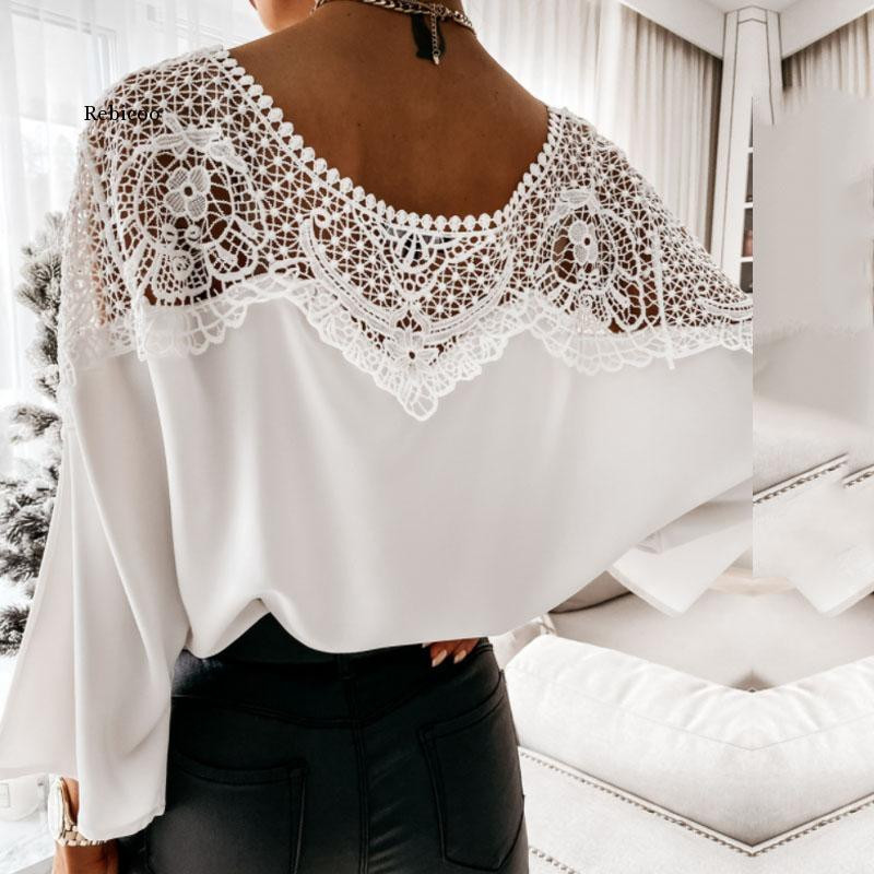 Bluză cu mâneci petale solide pentru femei, cămașă de birou pentru femei, cu guler în picioare, pulover mozaic, bluză, sexy, scobită.