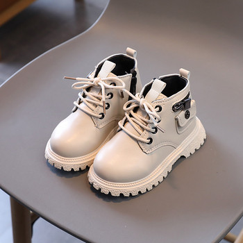 Χειμερινές νέες βρετανικές κοντές μπότες για κορίτσια για παιδιά αγόρια βελούδινα μποτάκια Παιδικό φερμουάρ στο πλάι PVC Μποτάκια casual με μαλακή σόλα από PVC