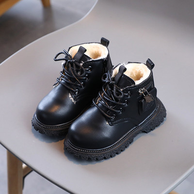Χειμερινές νέες βρετανικές κοντές μπότες για κορίτσια για παιδιά αγόρια βελούδινα μποτάκια Παιδικό φερμουάρ στο πλάι PVC Μποτάκια casual με μαλακή σόλα από PVC