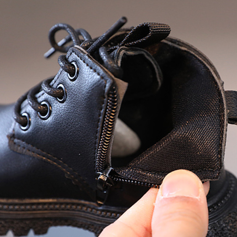 Χειμερινές νέες βρετανικές κοντές μπότες για κορίτσια για παιδιά αγόρια βελούδινα μποτάκια Παιδικό φερμουάρ στο πλάι PVC Μποτάκια casual με μαλακή σόλα από PVC