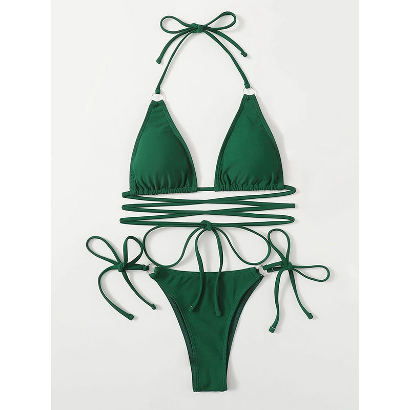 Sexy Micro Bikini 2023 Criss Cross Costum de baie Bandaj Femeie Costum de baie Femeie Tanga Bikini Set 2 Piese Costum de baie Femei Imbracaminte de plaja